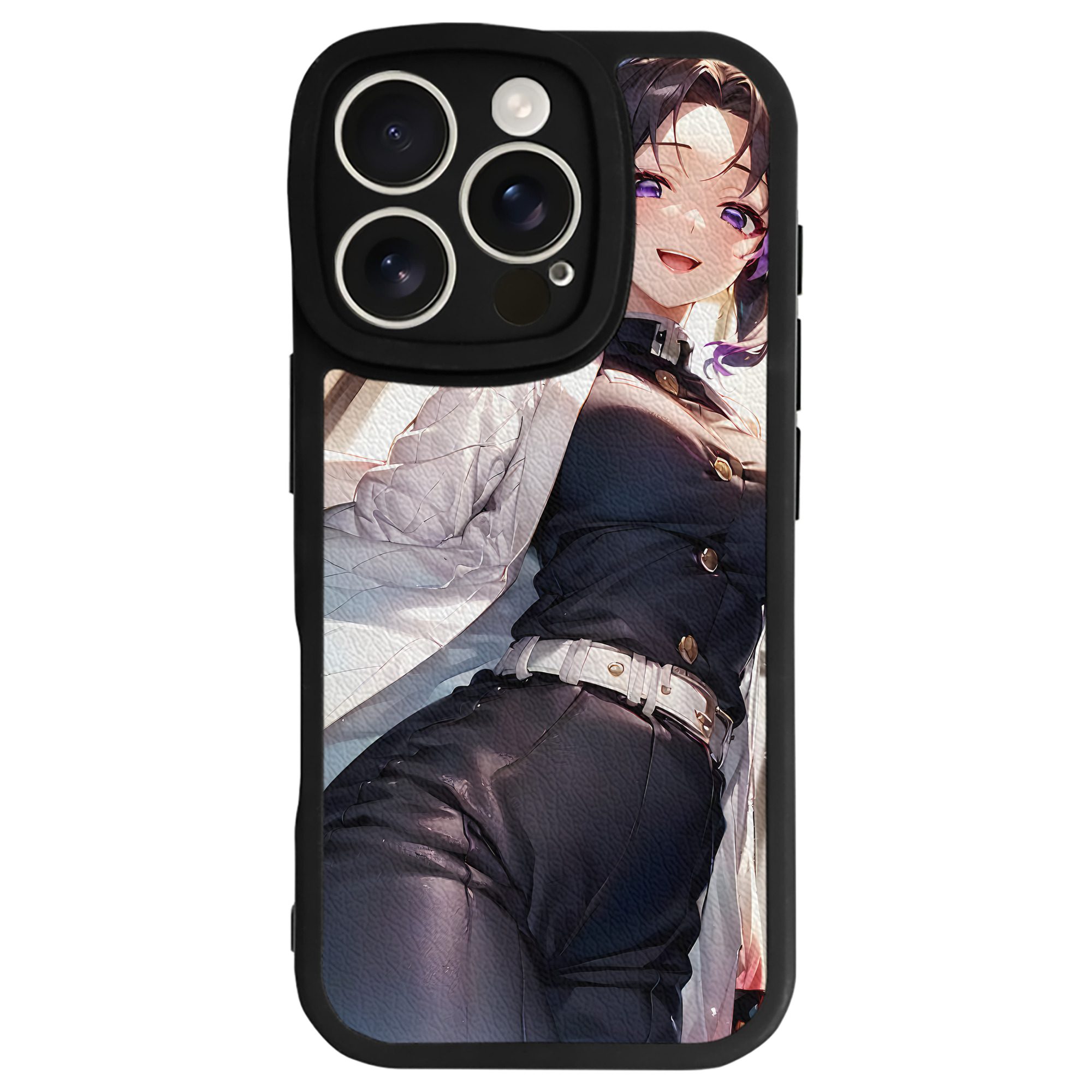 （画像用） 鬼滅の刃（きめつのやいば）蟲柱-胡蝶 しのぶ／こちょう しのぶ Kochou Shinobu 【iPhone 16シリーズ対応】シリコンスマホケース（レザー調） 材質：シリコン